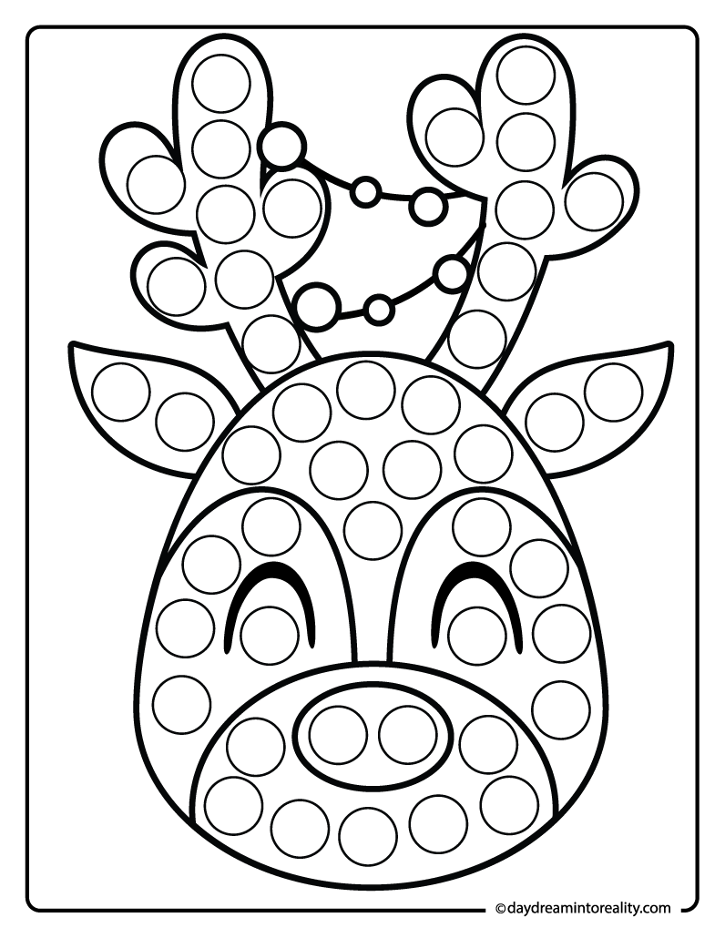 Reindeer dot marker printable for kids and toddlers