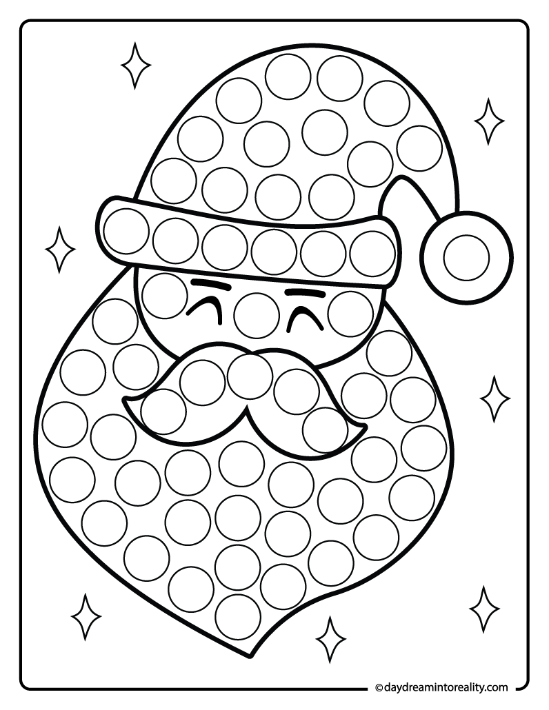 Santa Claus dot marker sheet for kids, toddlers, and preschoolers