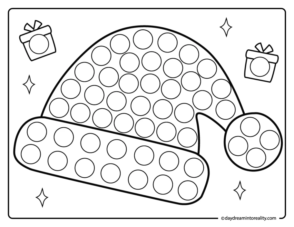 Santa hat dot marker page for preschool and kindergarten children