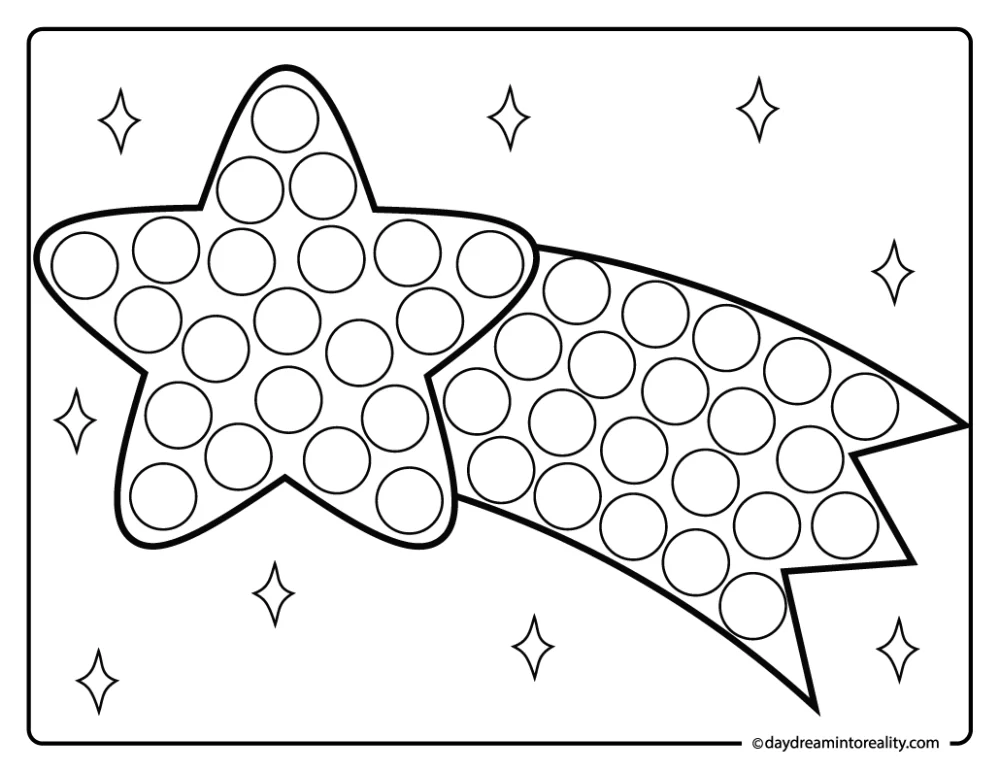 Shooting star dot marker activity for kids and toddlers