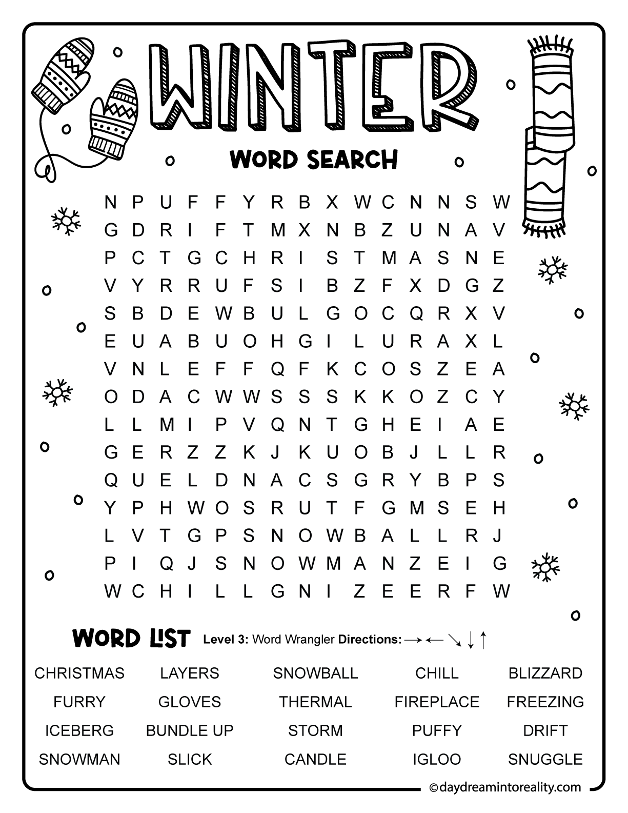 Winter word search printable for second grade with more challenging seasonal words suited for growing readers.