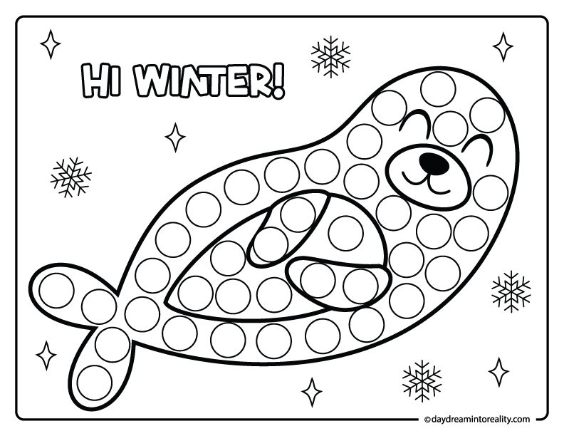 Winter seal dot marker coloring activity for kids