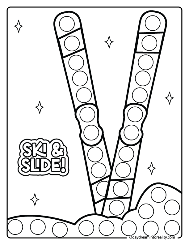 Winter ski dot marker printable activity page for kids