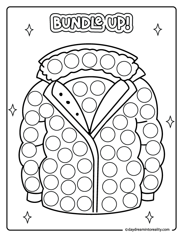 Winter coat dot marker printable activity for toddlers, preschoolers, and kids