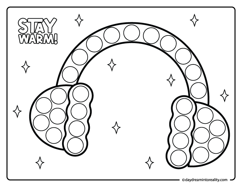 Winter earmuffs dot marker coloring activity for kids