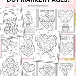 Heart dot marker pages image featuring multiple heart themed dab a dot worksheets designed for kids and preschoolers.