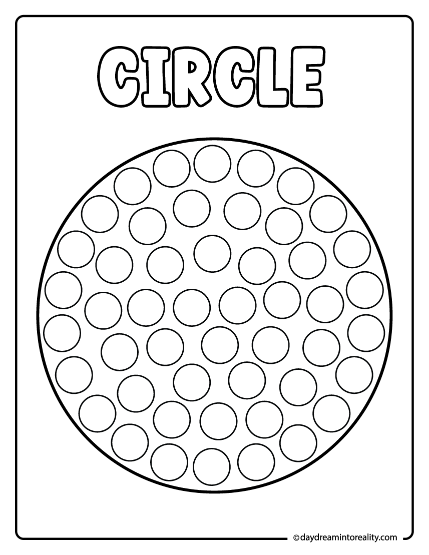 Circle dot marker worksheet printable for preschool fine motor and shape recognition practice.