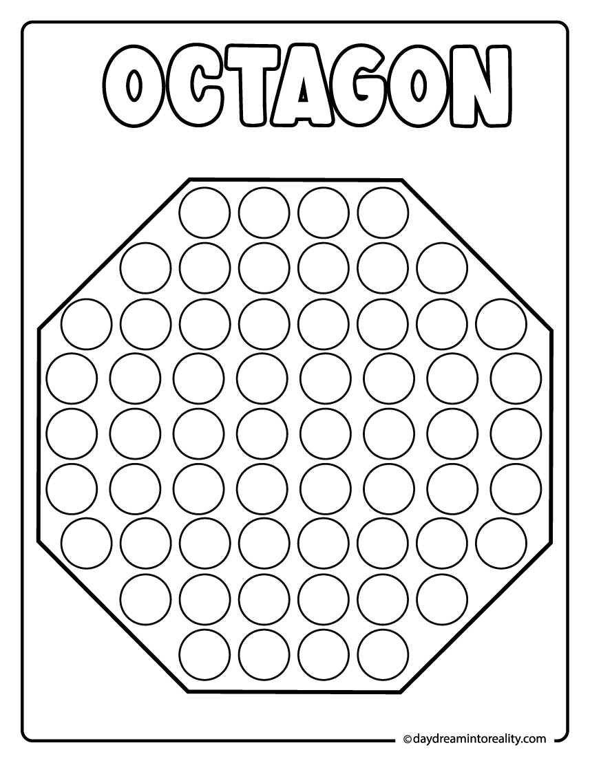 Octagon dot marker worksheet for preschool and kindergarten shape recognition.