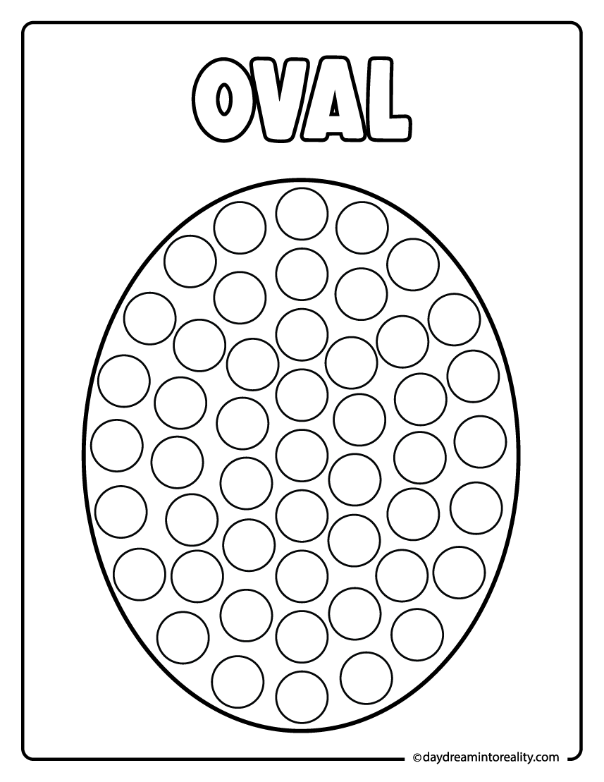 Oval dot marker worksheet printable for early learners shape activity.