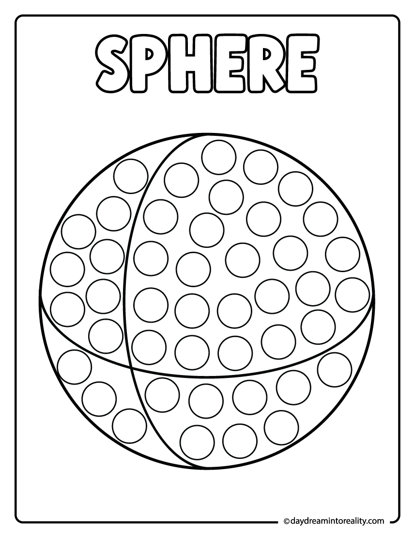 Sphere dot marker worksheet for preschool three dimensional shape recognition.