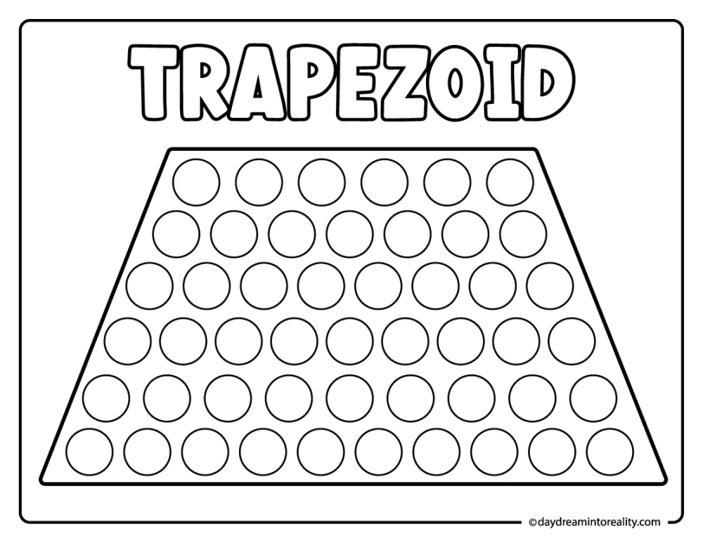Trapezoid dot marker worksheet for preschool and kindergarten shape practice.