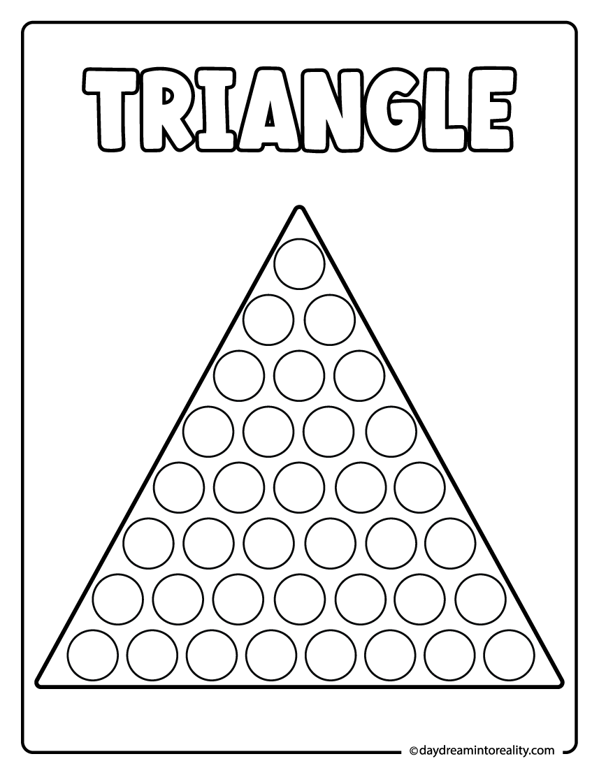 Triangle dot marker worksheet for kids practicing basic shape recognition.