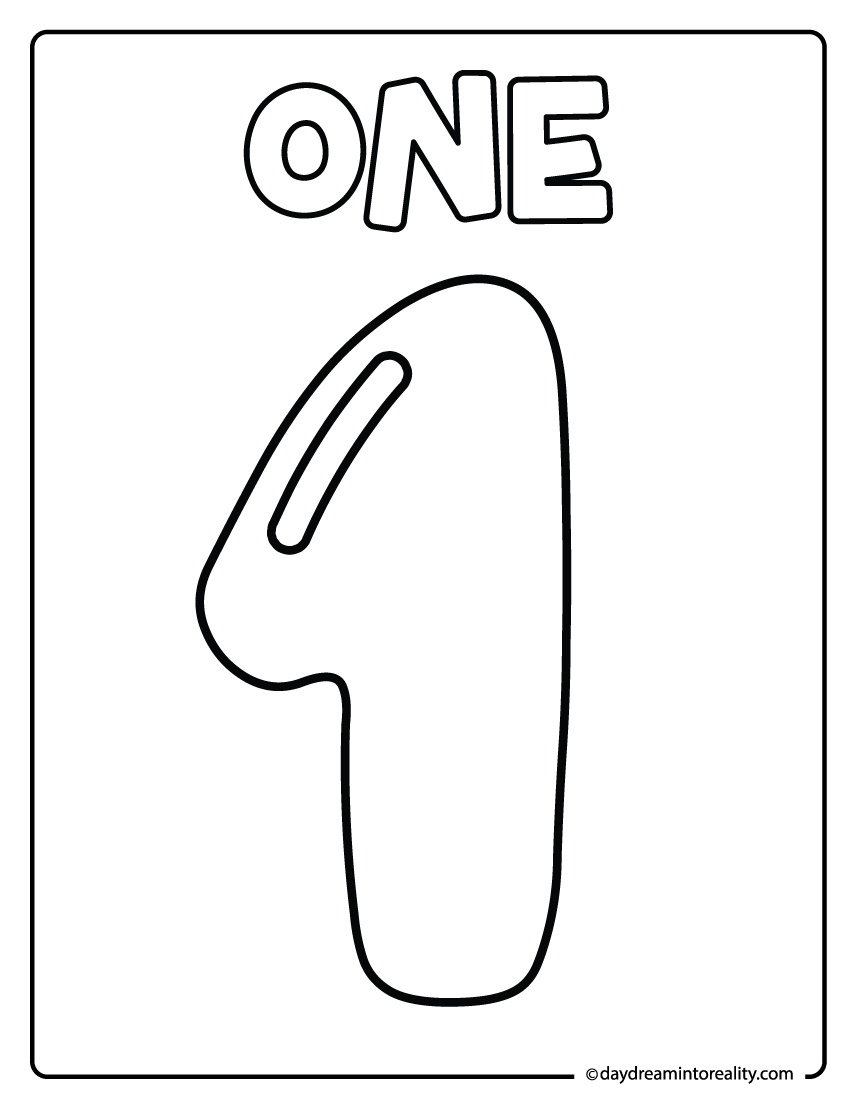 Number one coloring page for kids learning numbers.