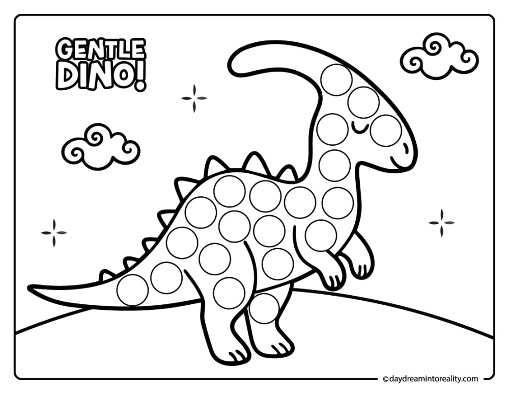 Parasaurolophus dot marker printable for preschool kids.
