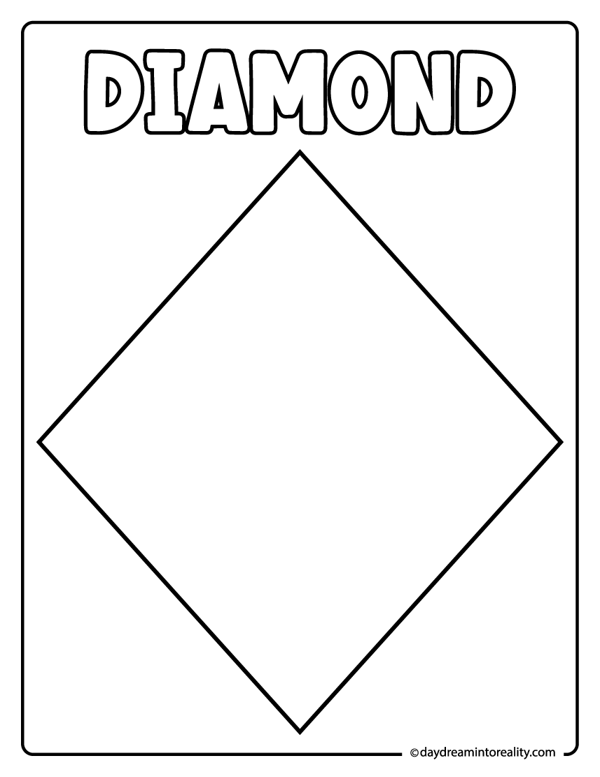 Diamond coloring page with large geometric outline.