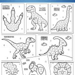 Dinosaur dot marker printable pack showing a collection of dab a dot worksheets for preschool children.