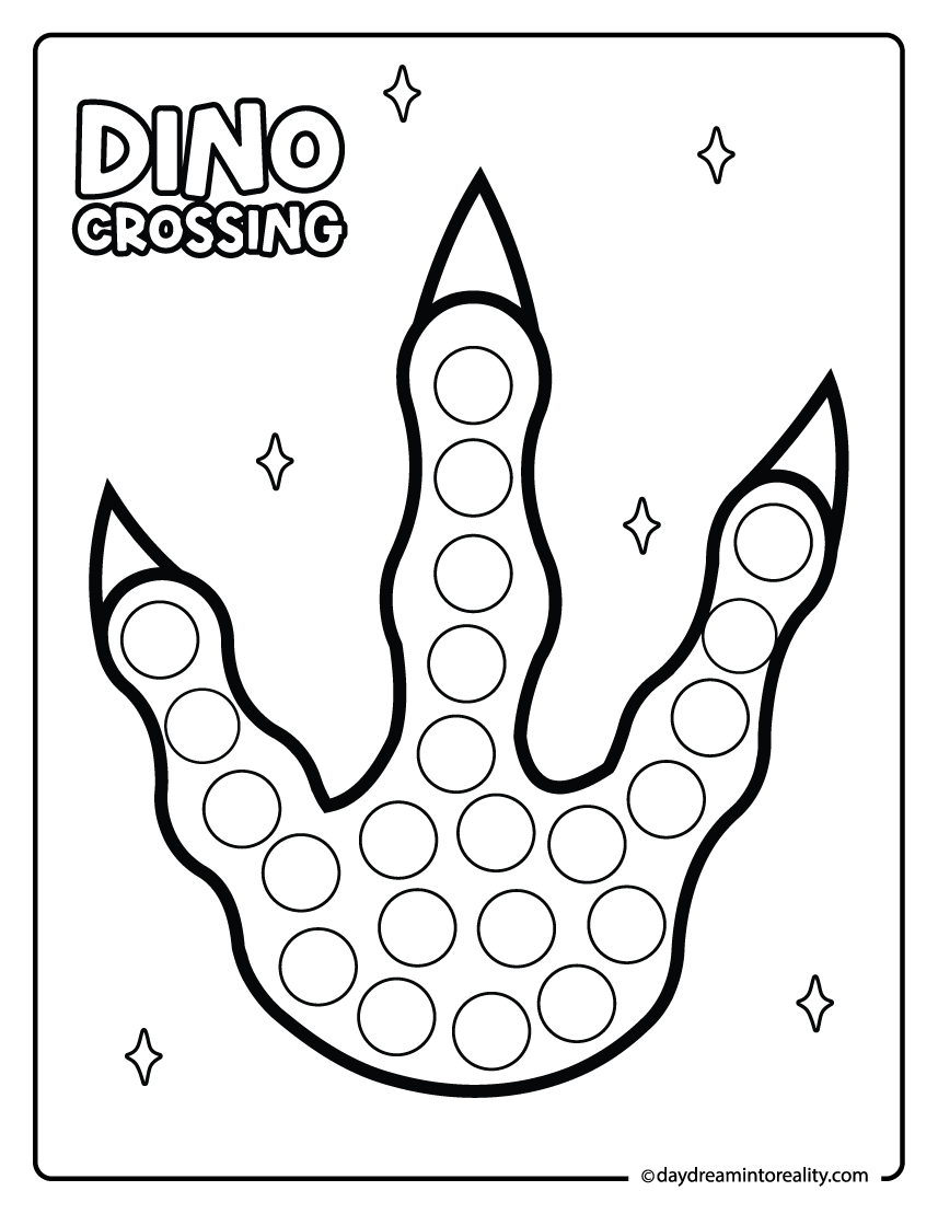 Dinosaur footprint dot marker printable for preschool and kindergarten kids.