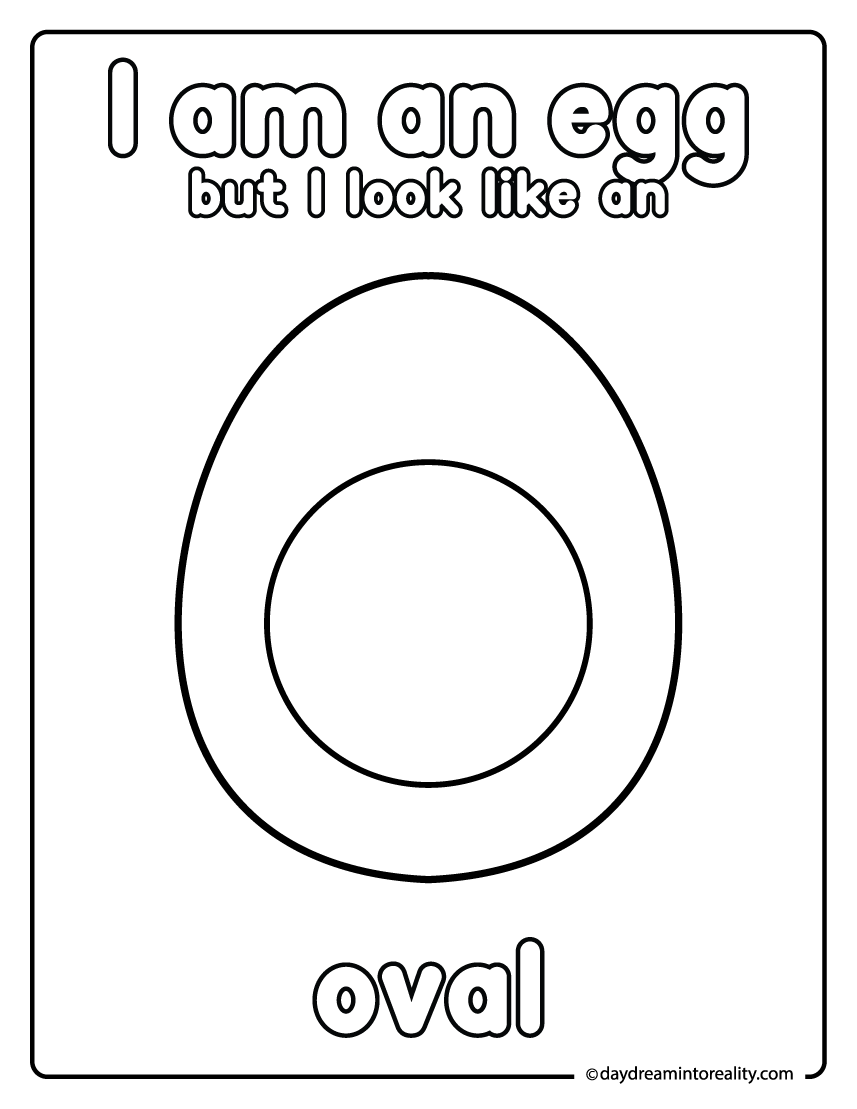 Egg coloring page that teaches oval shape recognition.