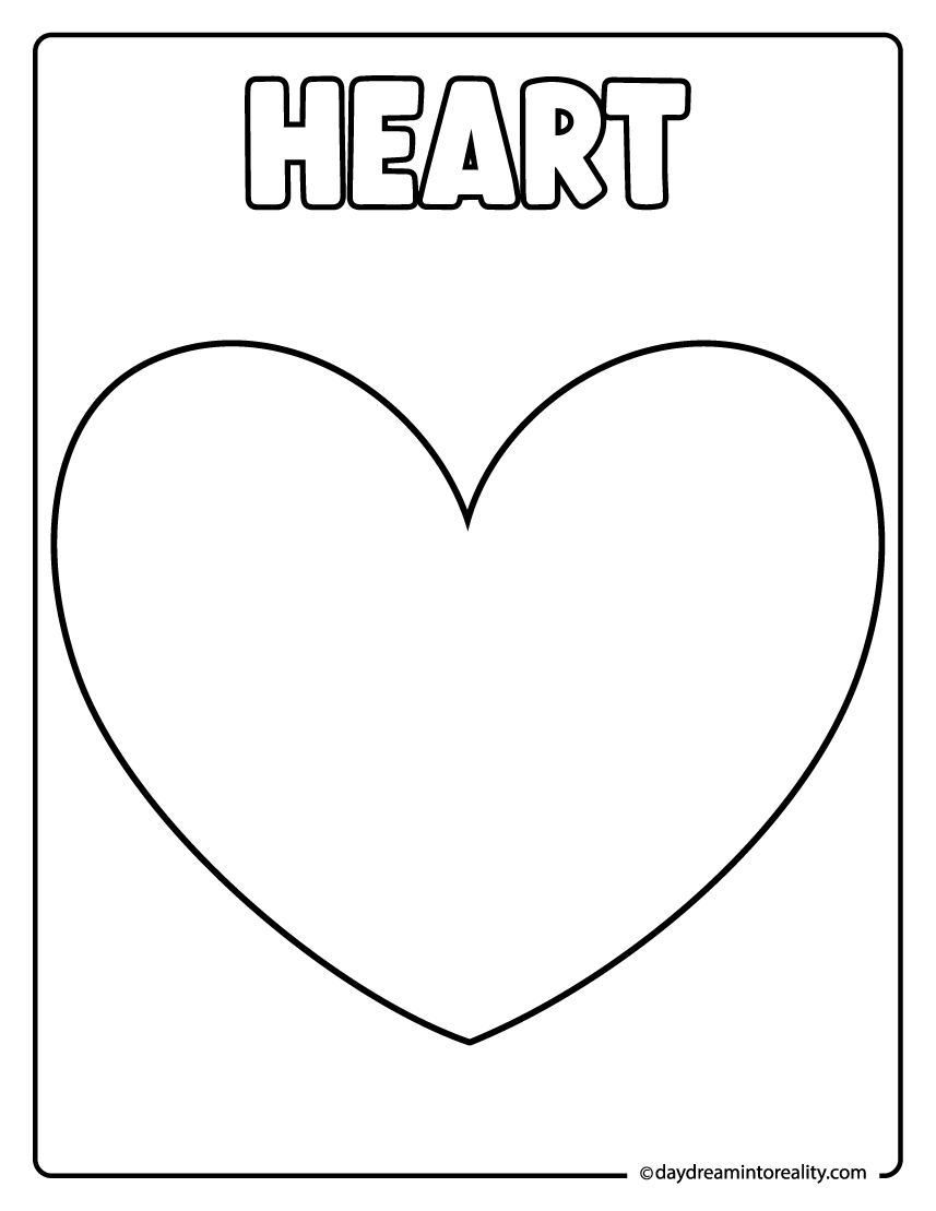 Heart coloring page with simple bold outline for kids.