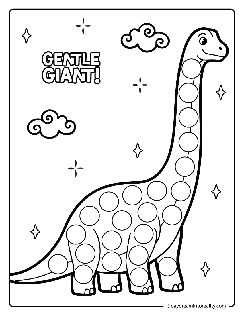 Long neck dinosaur dot marker printable for preschool kids