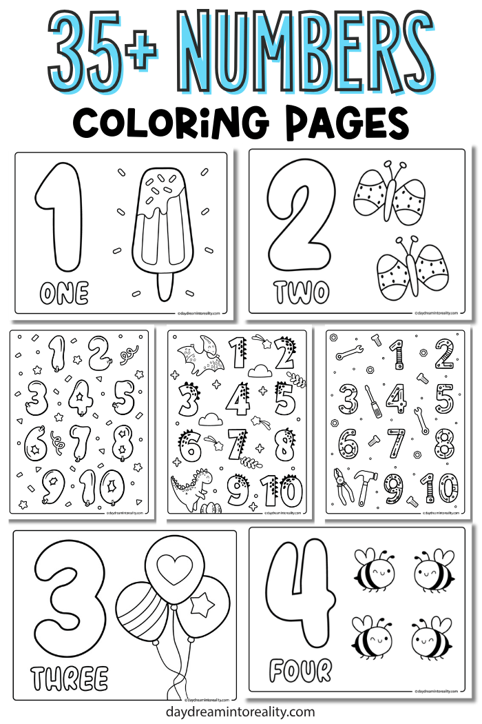 Free printable numbers 1-10 coloring pages for preschool and kindergarten featuring fun themed numbers, counting activities, and tracing practice.