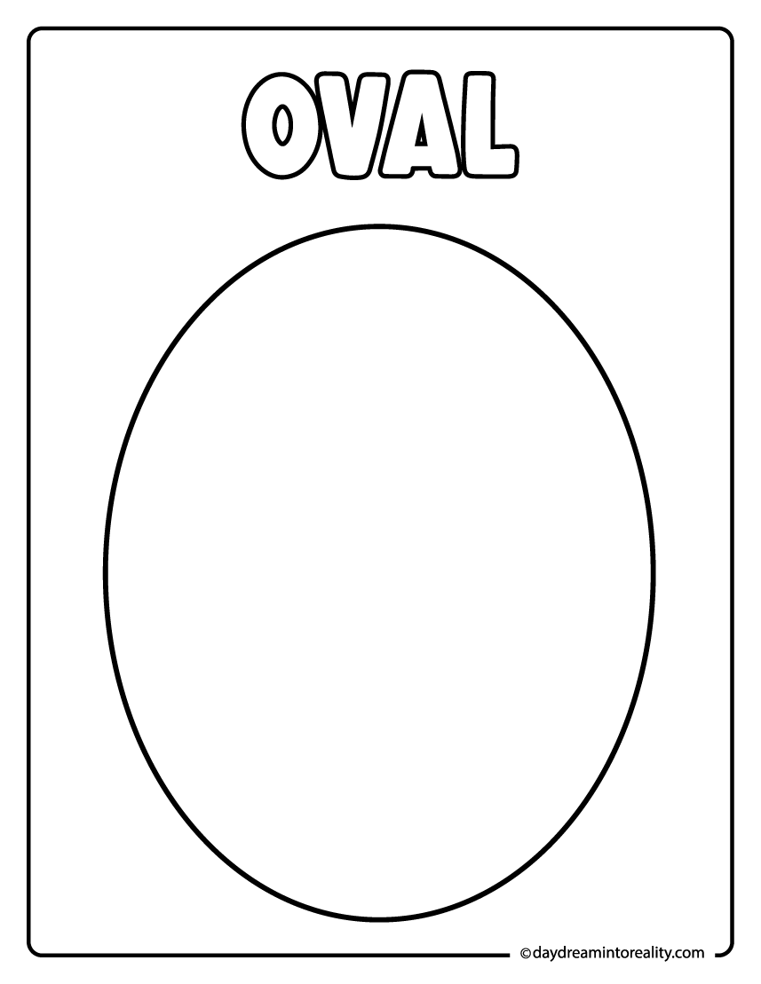 Oval coloring page with big smooth outline for kids.