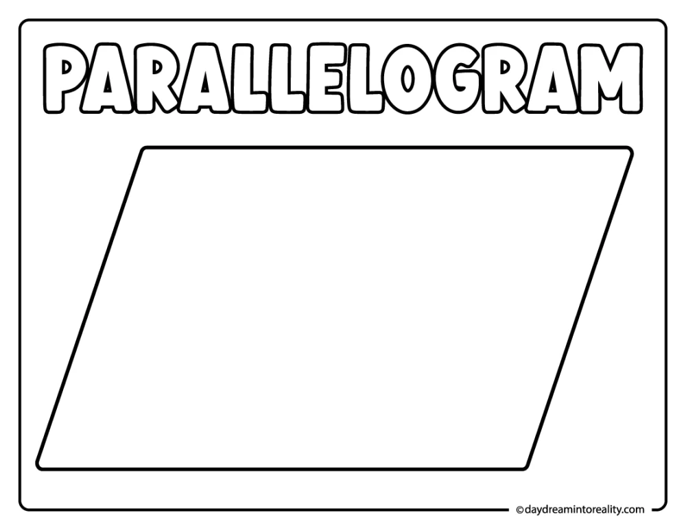 Parallelogram coloring page with simple geometric outline.