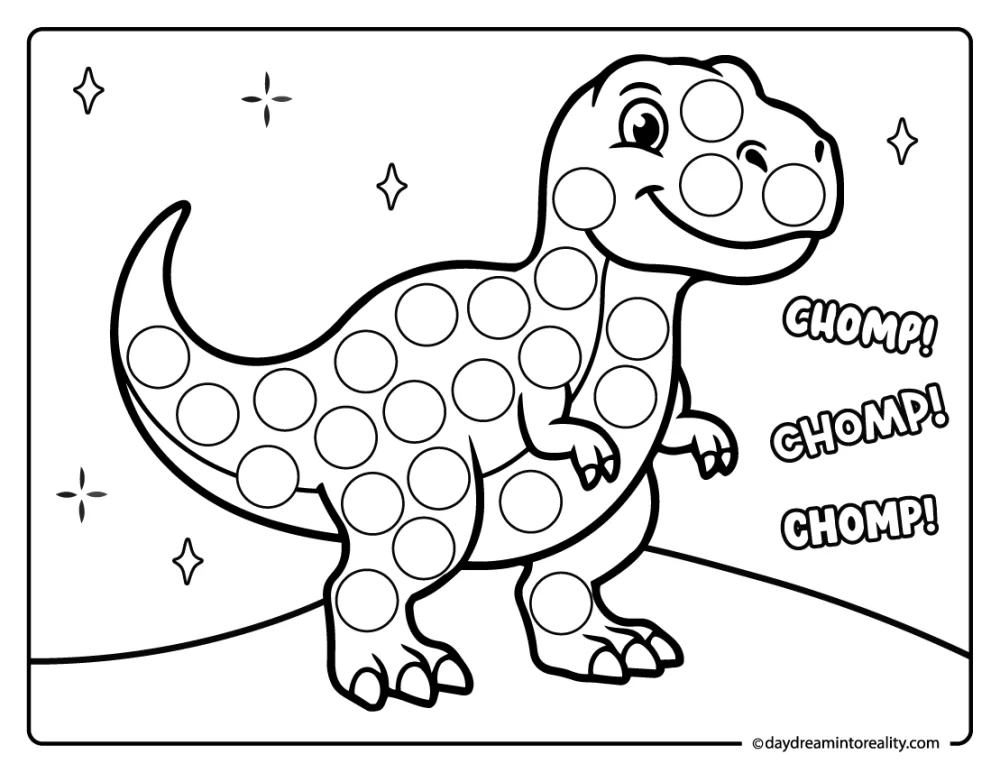 Playful young t-rex dot marker activity for kids