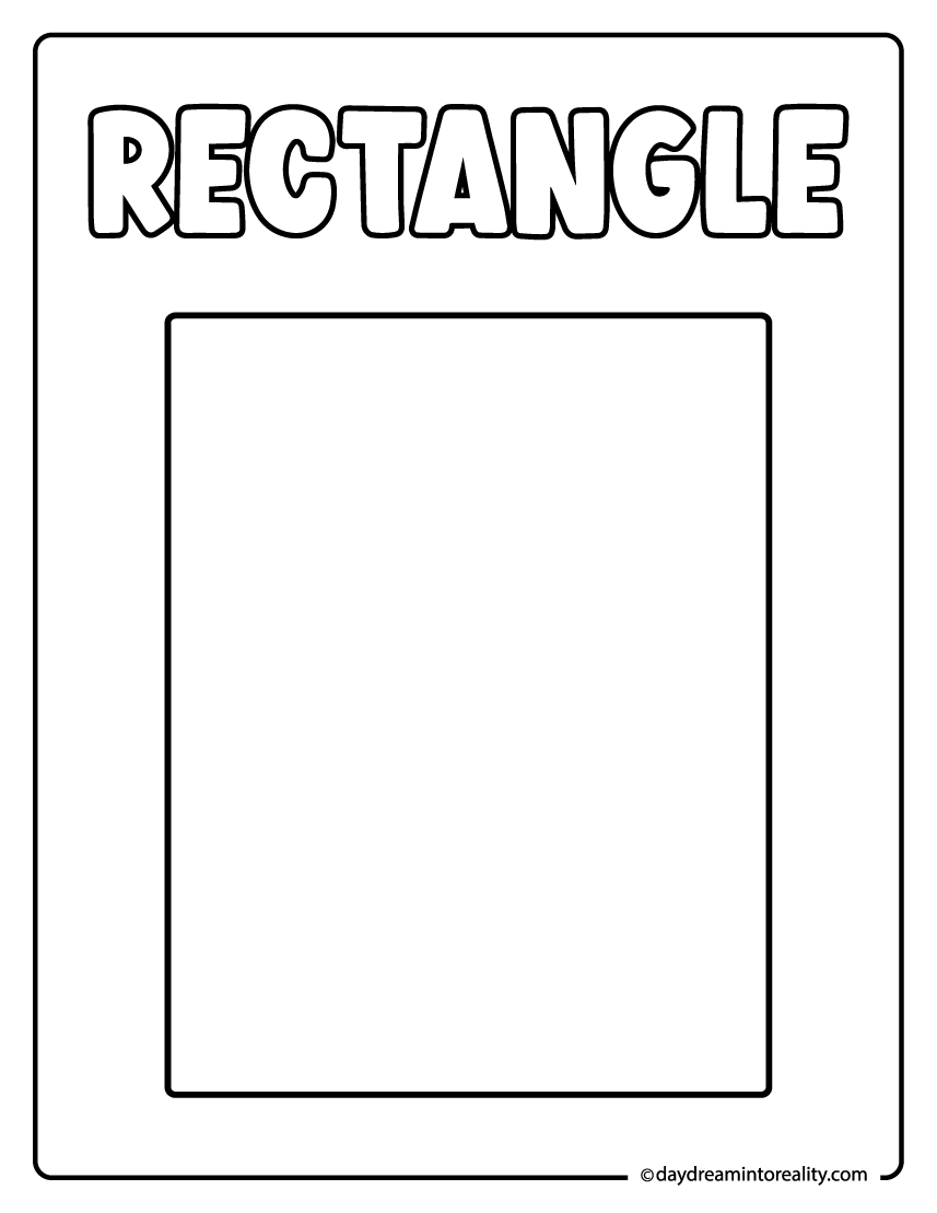 Rectangle coloring page with clear bold outline for kids.