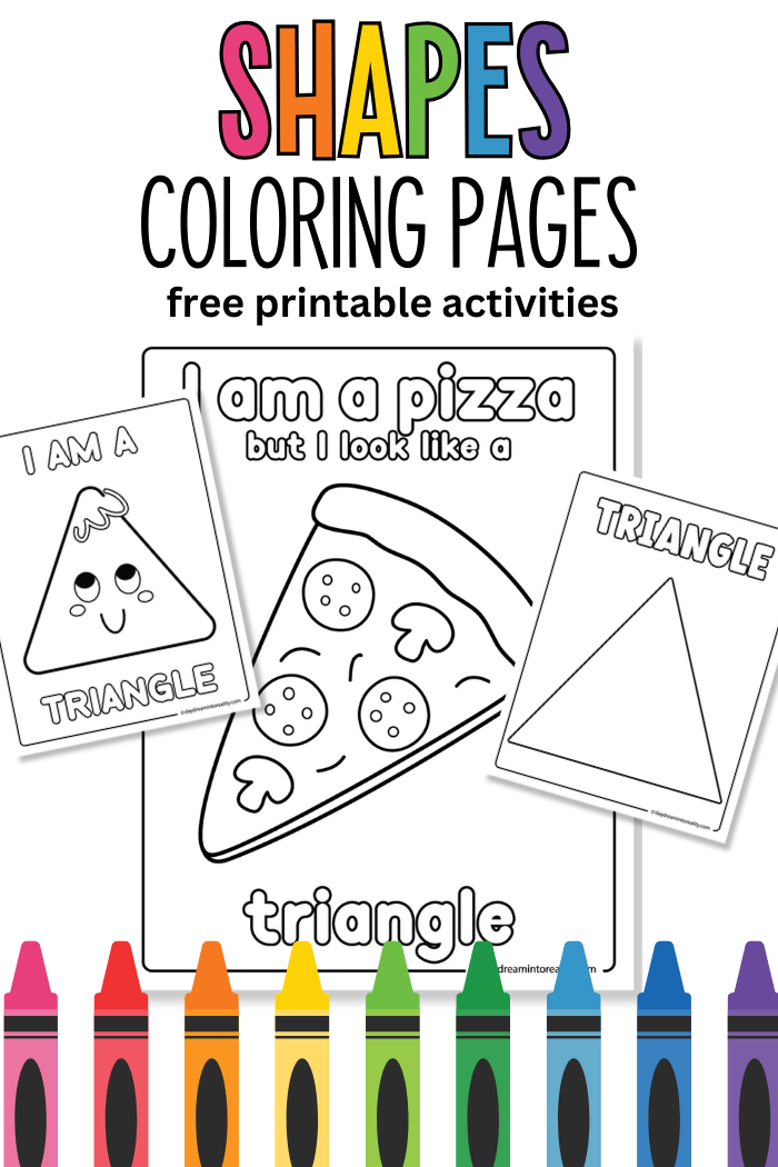 Shapes coloring pages for kids (preschool and kindergarten).