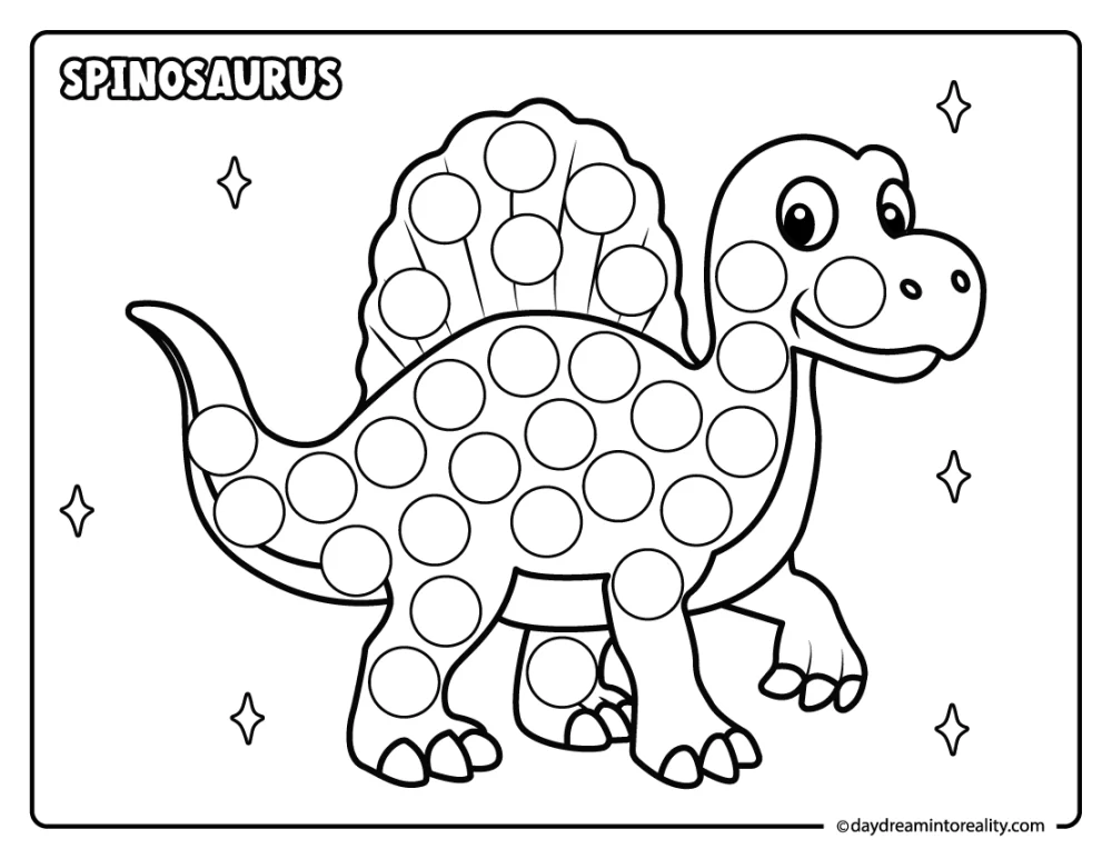 Spinosaurus dot marker printable for preschool kids.