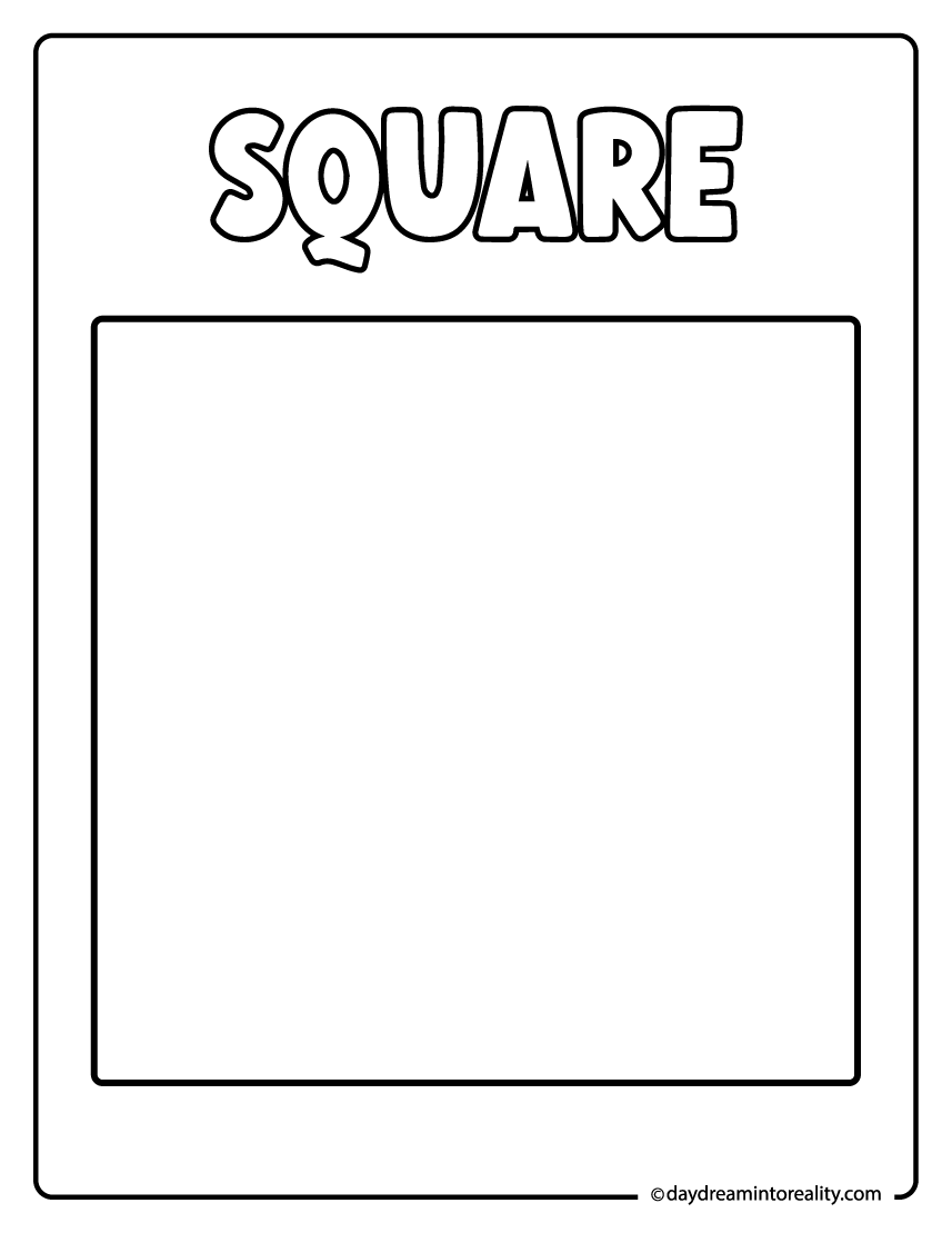 Square coloring page with large simple outline for preschool and kindergarten.