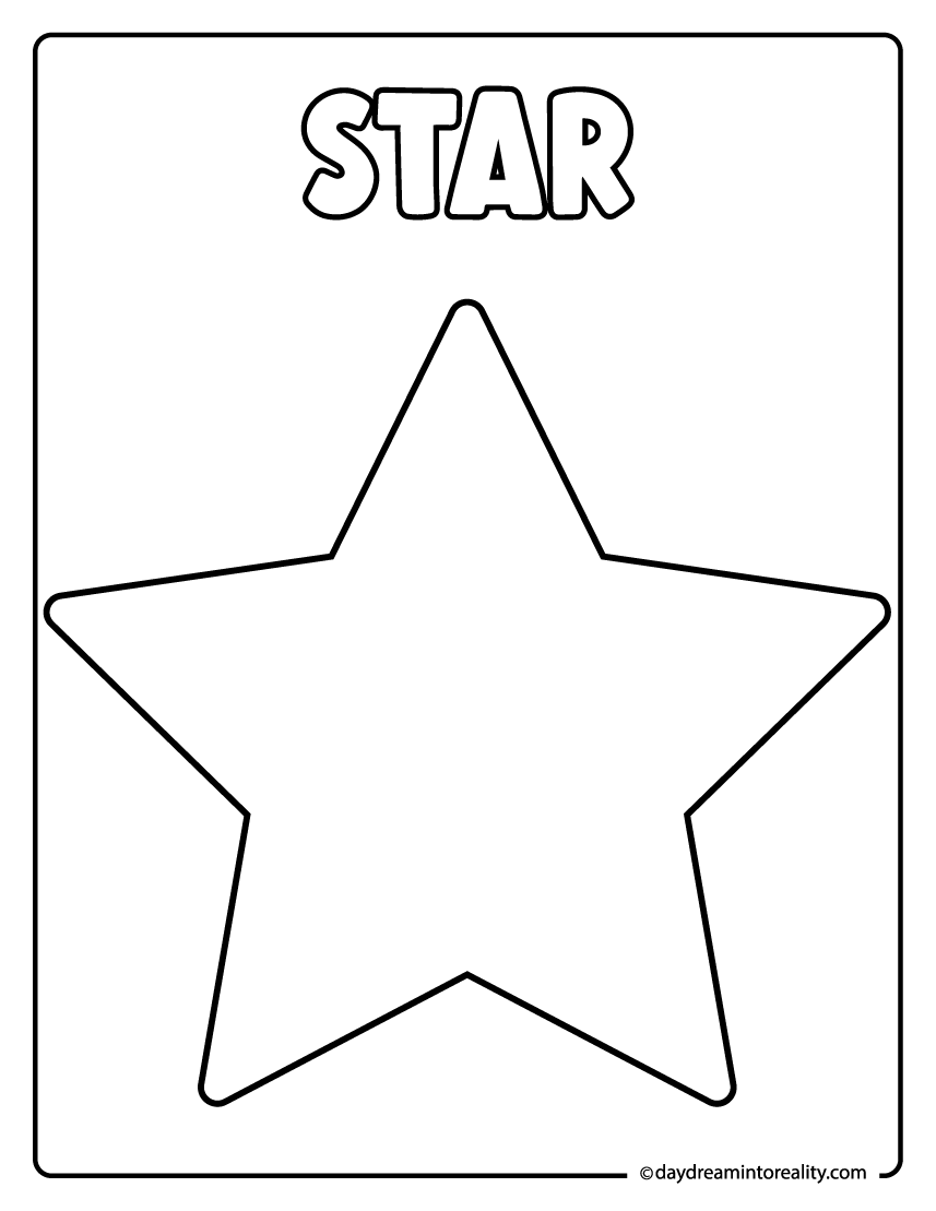 Star coloring page with large five point star outline.