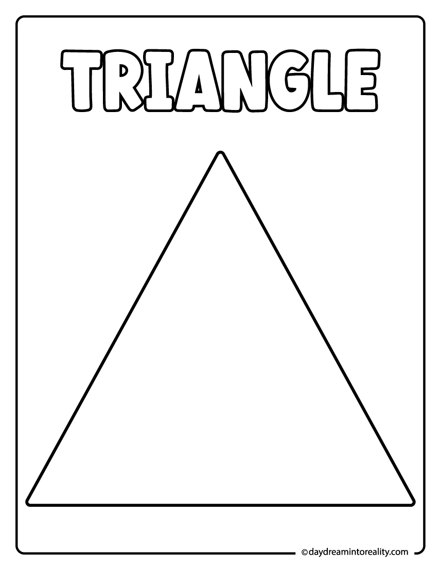 Triangle coloring page with simple large outline for early learners.