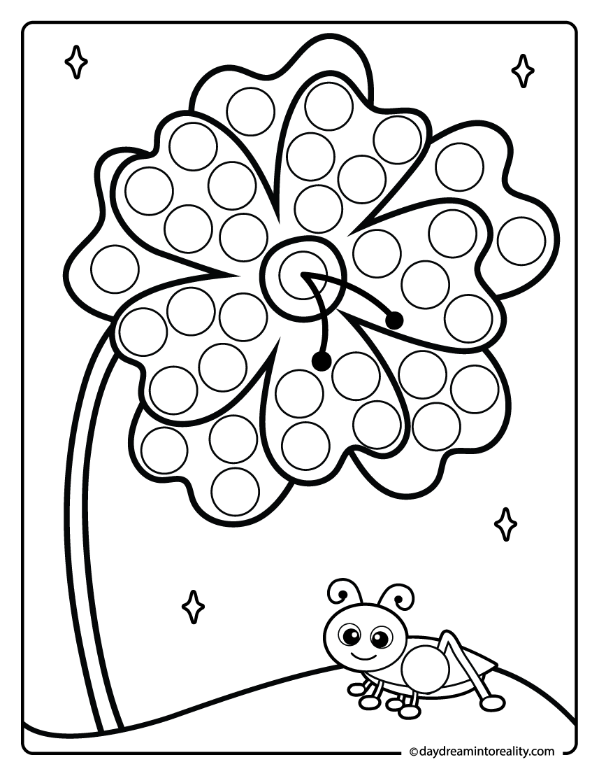 anemone flower dot marker printable for kids flower activity page