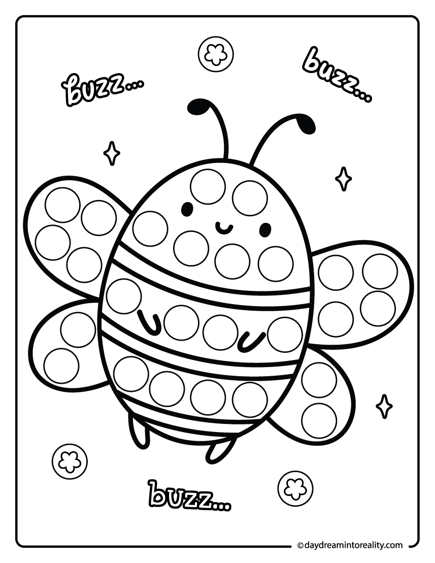 Bee dab a dot pages for preschool and pre-k kids. A buzzing insect activity that builds fine motor skills.