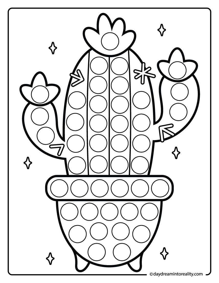 cactus flower dot marker printable for kids plant activity worksheet