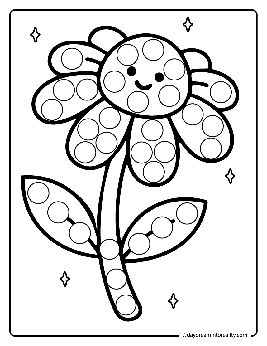 cute daisy dot marker printable for preschool dab a dot activity