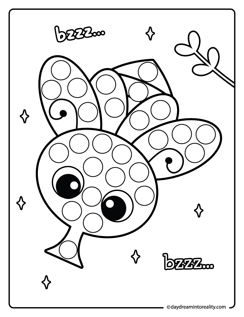 Cute fly dot marker printable for pre-k kids. A fun fine motor skills activity using dot markers.