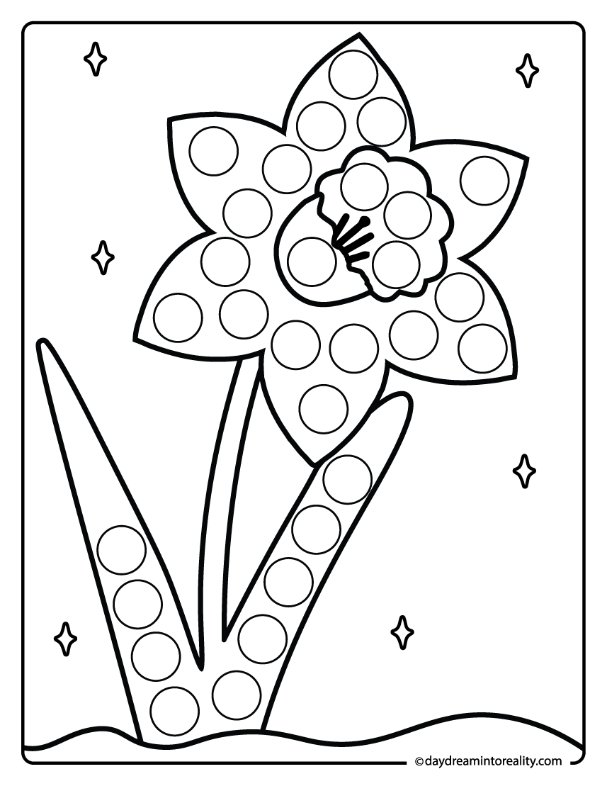 daffodil dot marker printable for preschool flower activity page