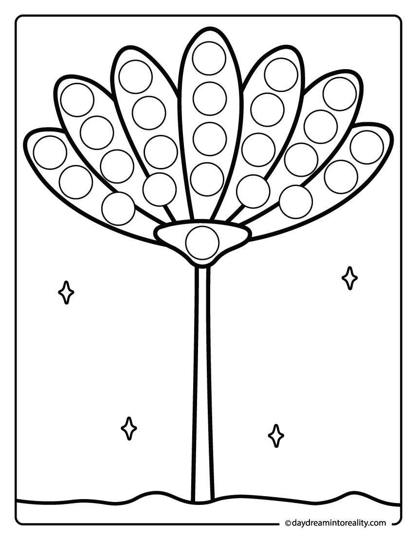 fan petal flower dot marker printable for preschool dab a dot activity
