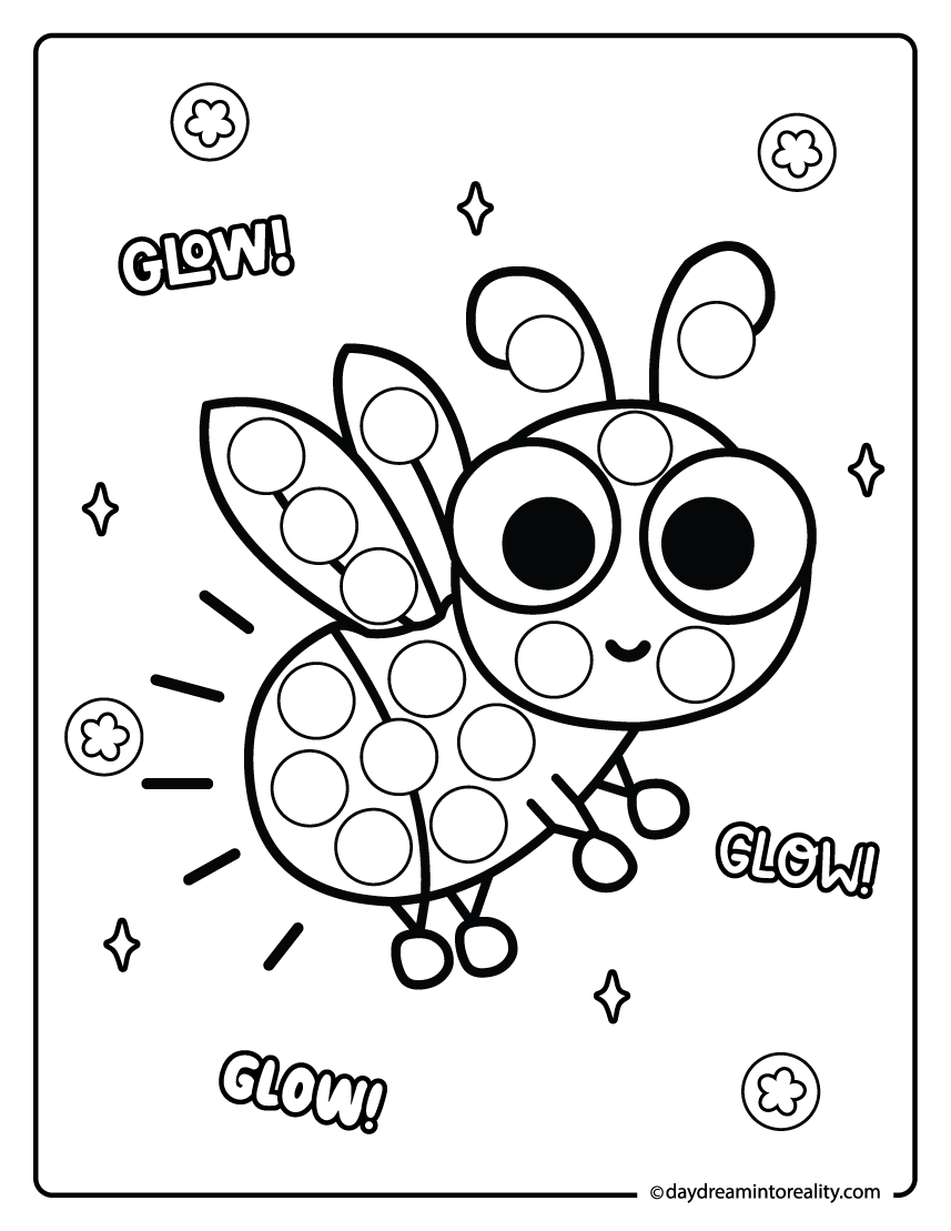 Firefly dot marker printable for preschool kids. This glowing insect activity is perfect for fine motor skills practice with dot markers.