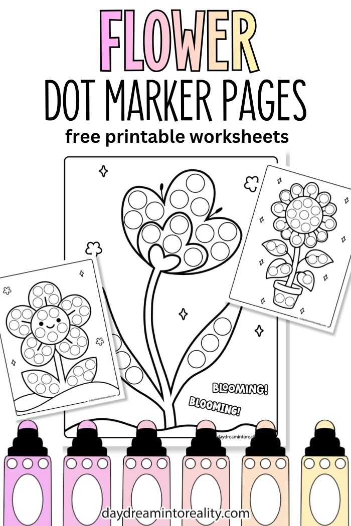 flower dot marker printables pin image.