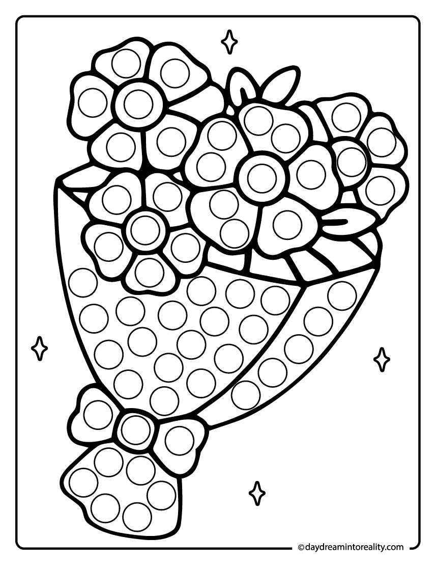 flower bouquet dot marker printable for kids activity worksheet