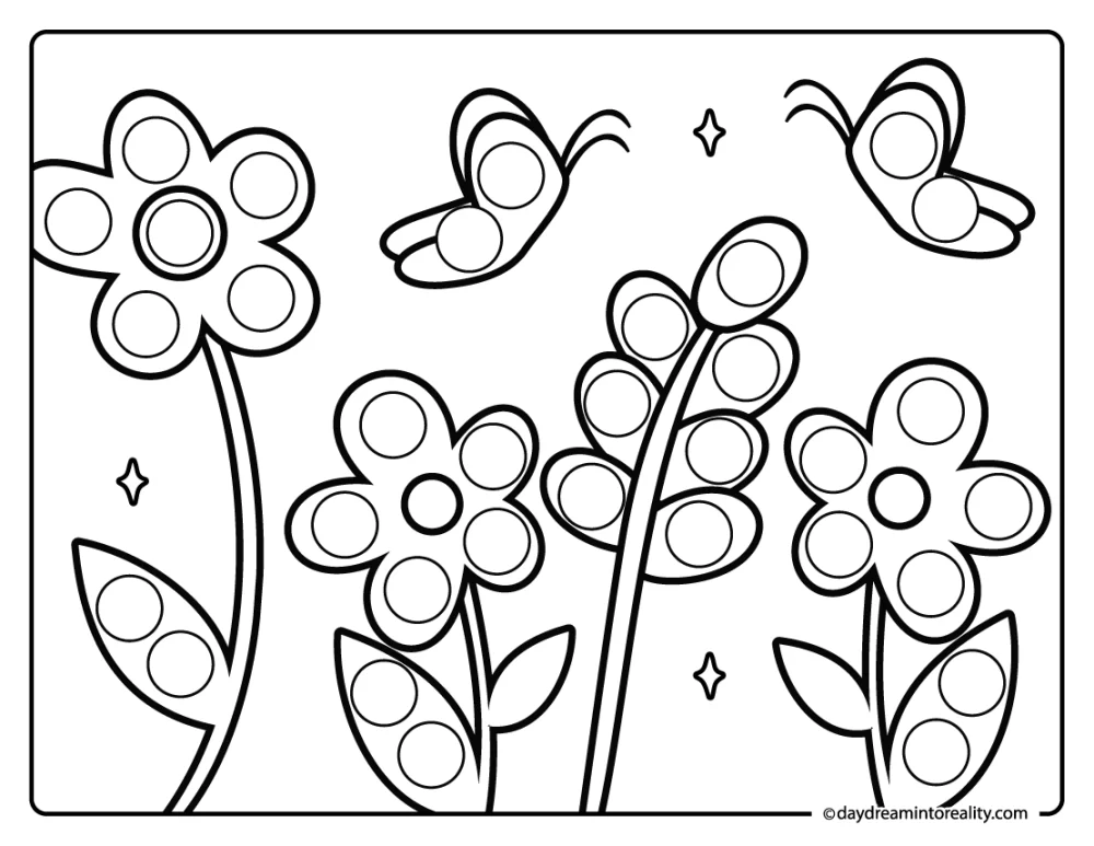 flower field dot marker printable for preschool activity worksheet
