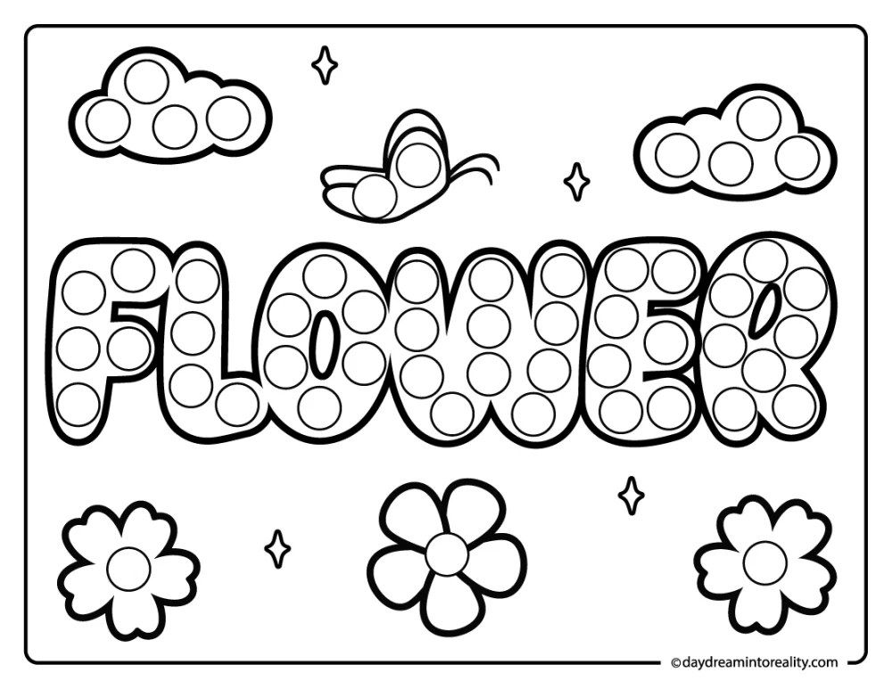 flower word dot marker printable for preschool literacy dab a dot activity