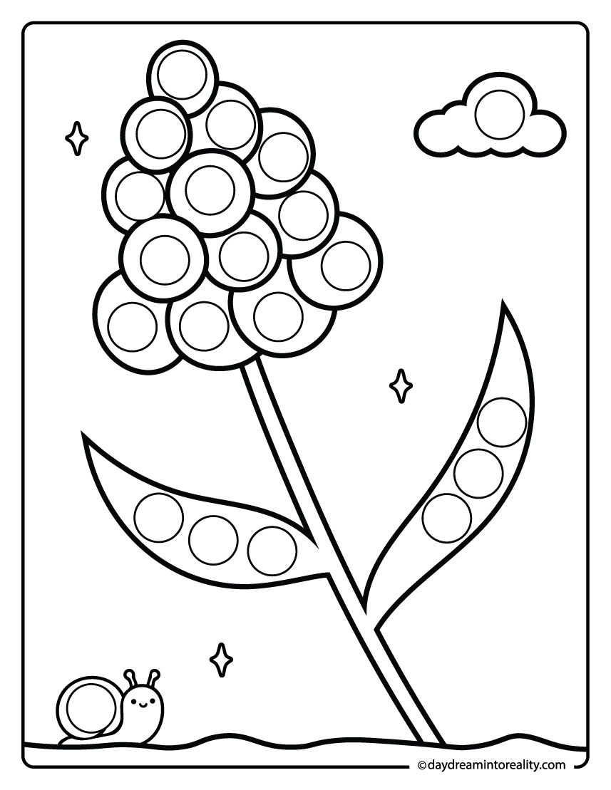 grape hyacinth dot marker printable for kids flower worksheet activity