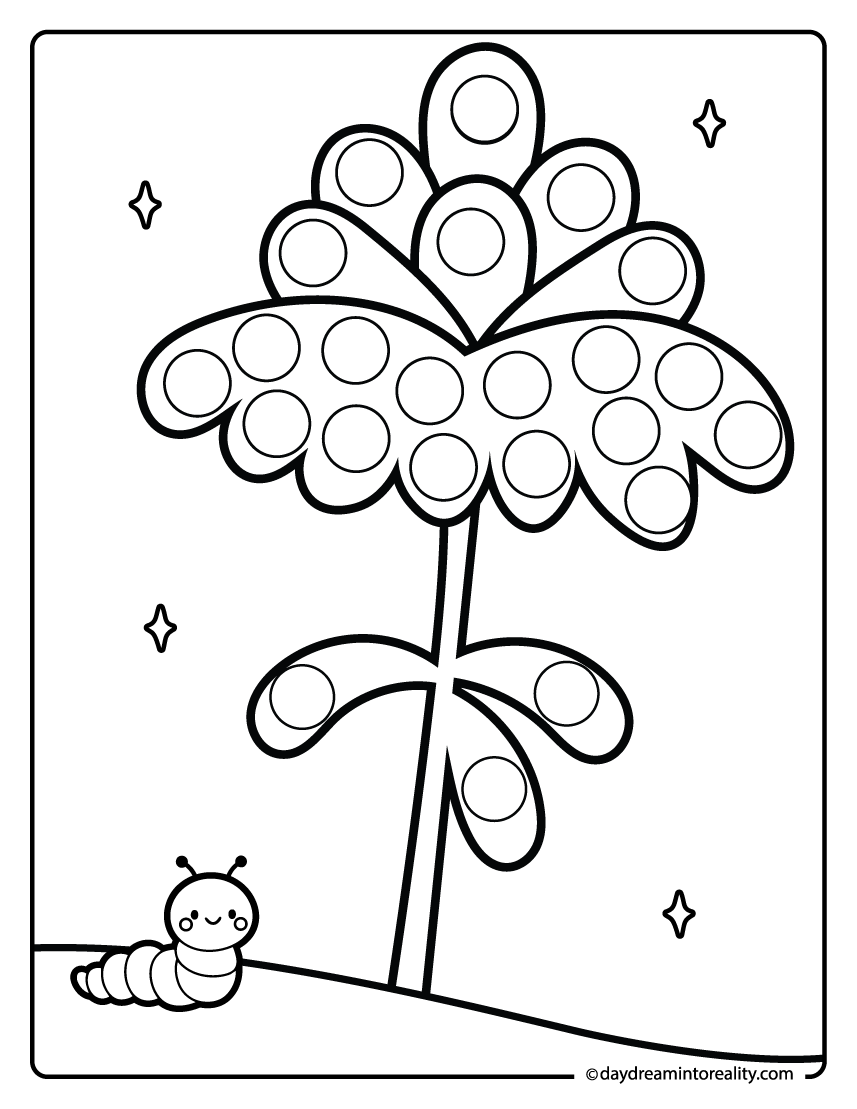 layered petal flower dot marker printable for preschool activity worksheet
