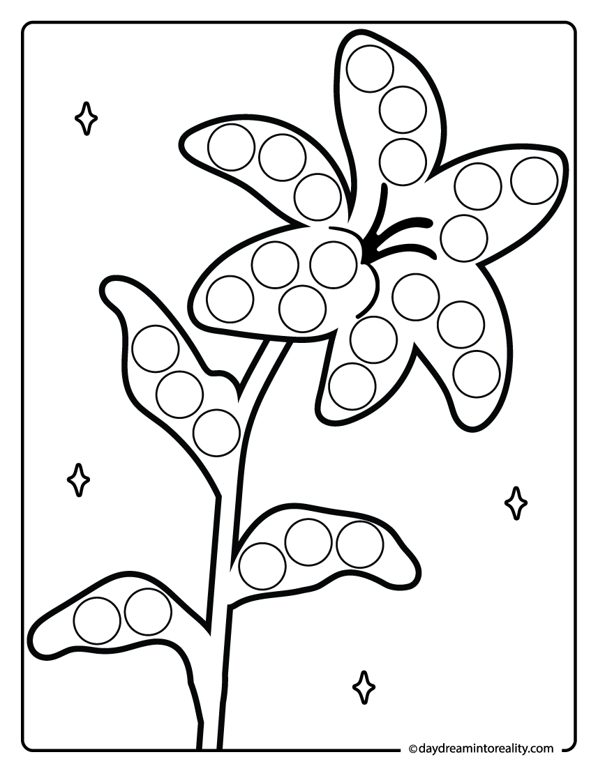 lily flower dot marker printable for preschool activity page