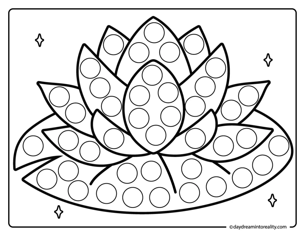 lotus pond dot marker printable for kids flower activity worksheet
